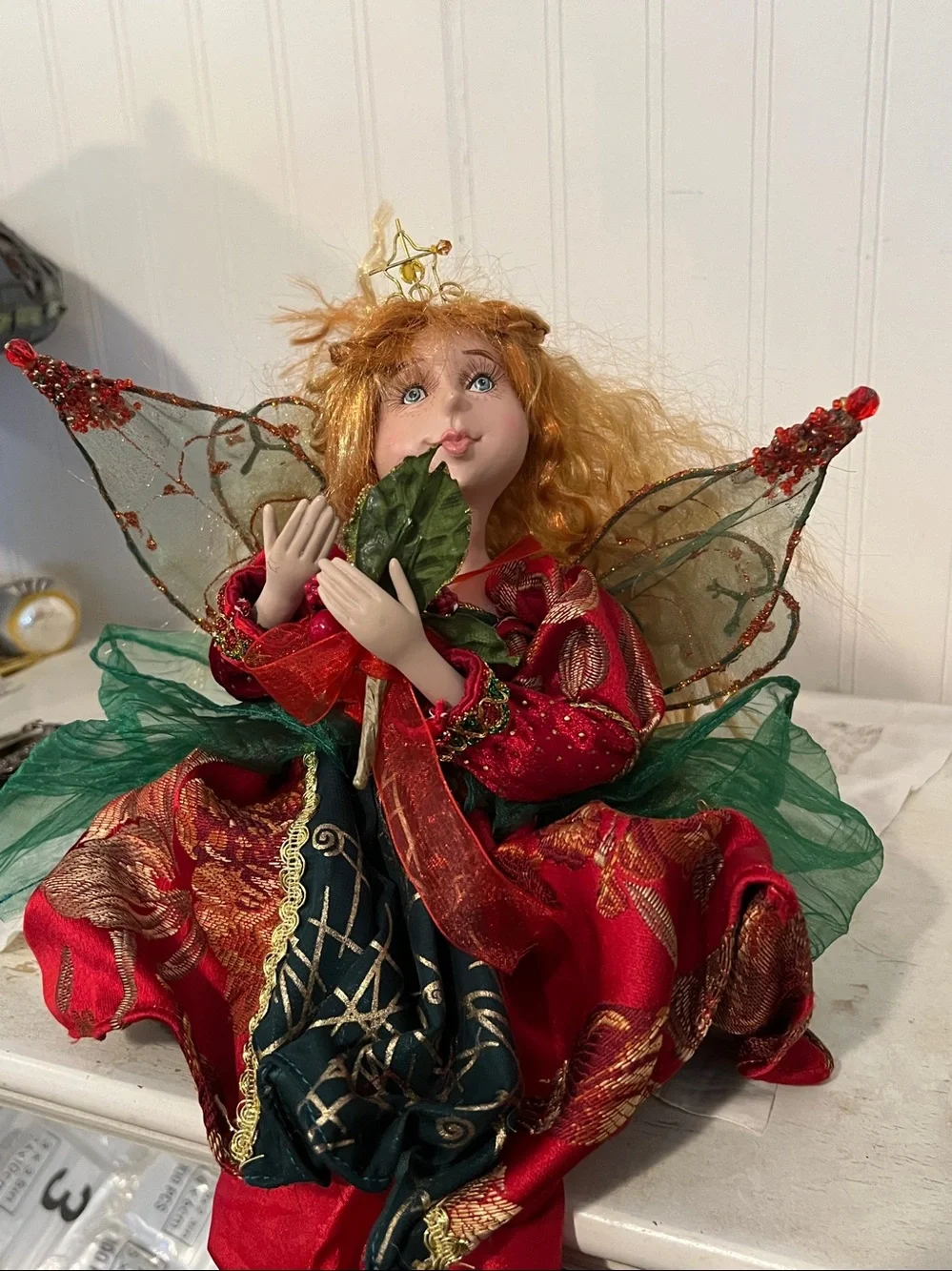 BrylaneHome Posable Christmas Pixie Fairy elf figurine 16” Shelf Sitter posable